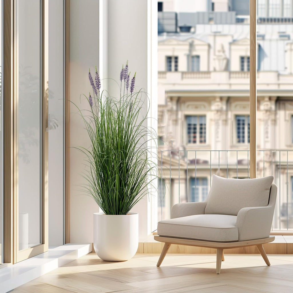 Artificial Plant 5ft Tall Artificial Lavender Plant,Faux Plants Indoor Home Decorative Artificial Plants & Flowers in Pot Fake Plant, House Plant Indoor