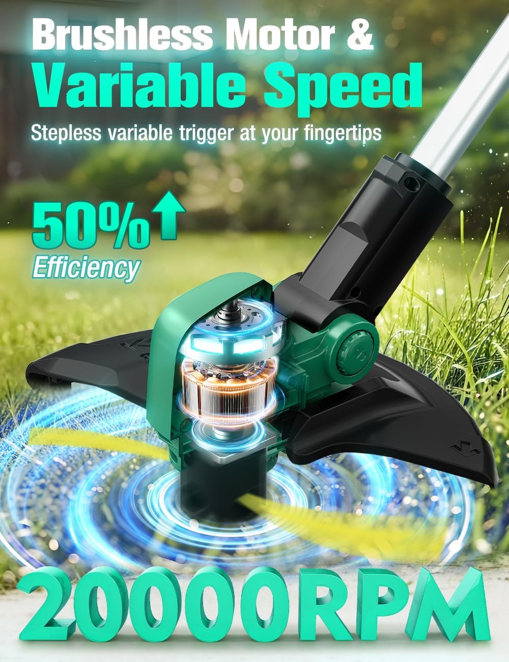 KIMO 20V Weed Wacker and Blower Combo w/2 x 2.0Ah Battery & Charger, 12 Inch String Trimmer w/10Pcs Cutting Lines, 4-in-1 Leaf Blower Cordless w/Vacuum, 3 Nozzles & 20" Extended Tube for Yard, Garden