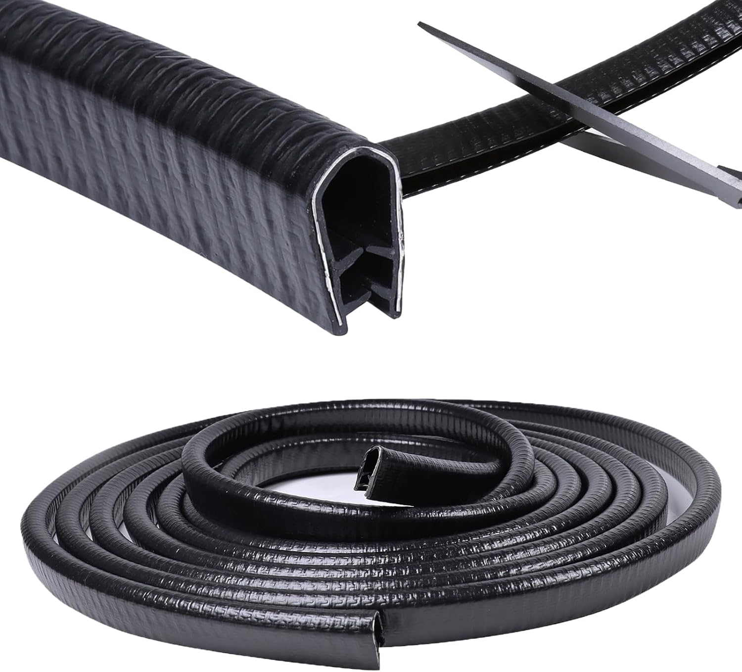 Edge Trim Black U-Channel Rubber Trim Edge with Metal 1/2" X 3/8" - Fit Gap 3/64" to1/4 Car Door Edge Sealing Strip, PVC Weather Stripping with Steel, Metal Edge Protector, 32FT