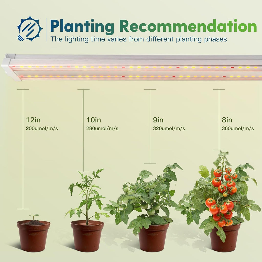 FREELICHT 4 Pack 4ft LED Grow Light, 60W (350W Equivalent), Sunlike Full Spectrum Integrated Plant Light for Hydroponic Indoor Plant Seedling Veg and Flower, Plug in with On/Off Switch