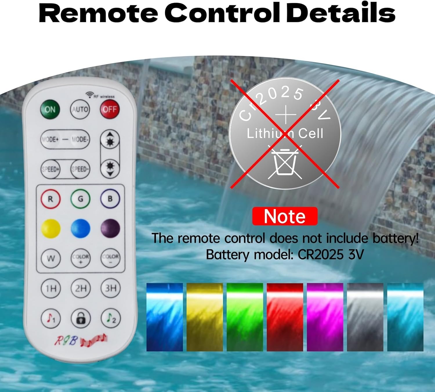 Waterfall Spillway Stainless Steel Pond Waterfalls with Color Changing LED Light, Outdoor Pool Fountain Water Feature Kit for Garden Patio Swimming Pool Koi Ponds Decor-36"x8"x4"