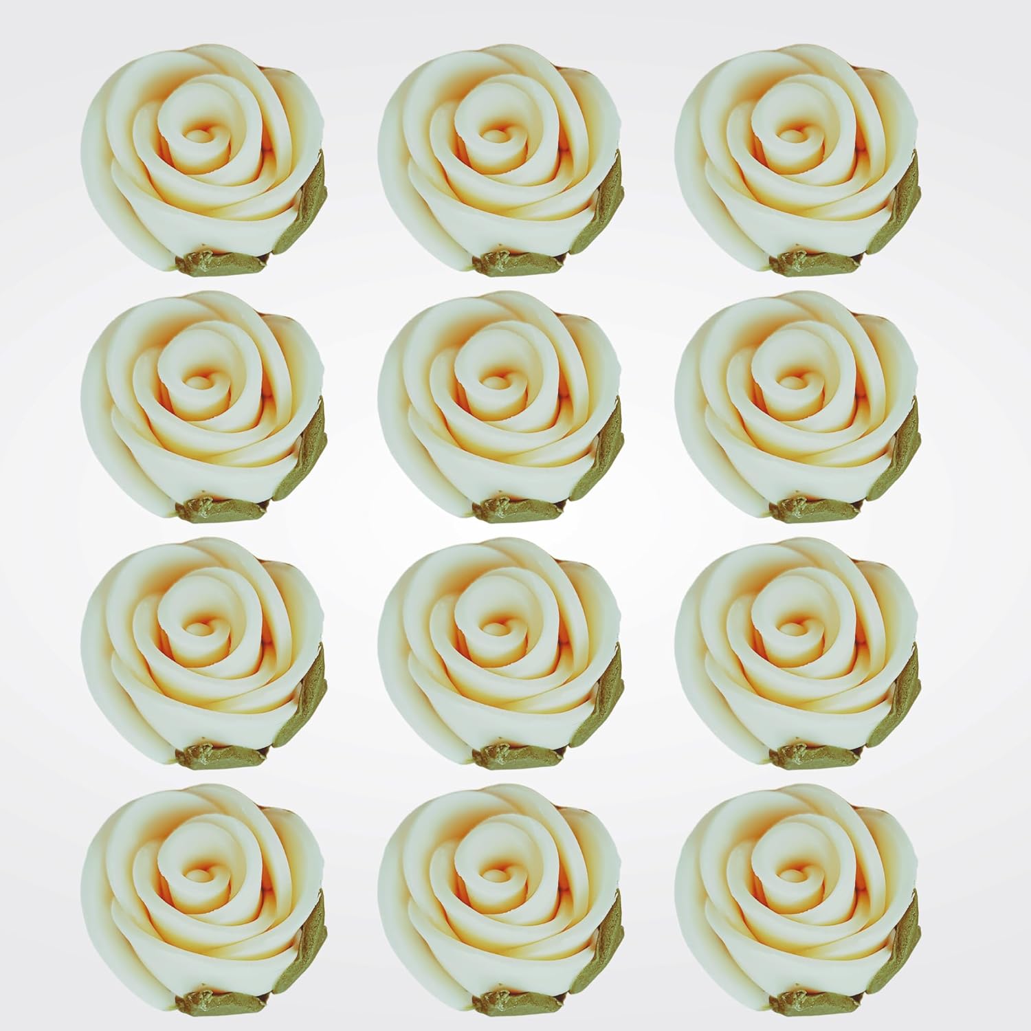 Confect Edible Flower | Edible Flower for cake decorations | Edible Flower Cupcake Toppers | Cupcakes & Doughnut Edible Toppers | Classic Pearl Ivory Sugar Flower- Pack of 12