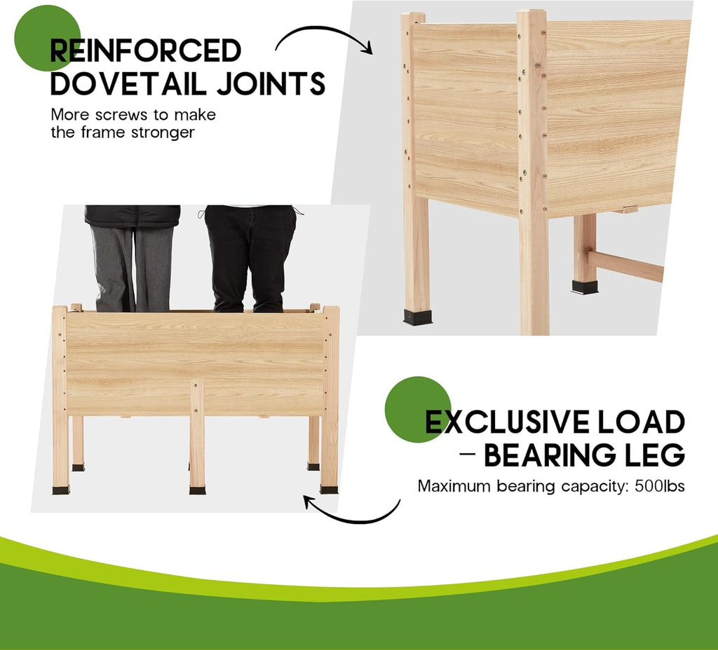 SPECRAFT 4x2 Ft Raised Garden Bed - Features Legs, Drainage Holes, Ideal for Vegetables, Flowers, Elevated Wood Planter Box for Balcony, Patio, Backyard, Easy Assembly Fir Wood