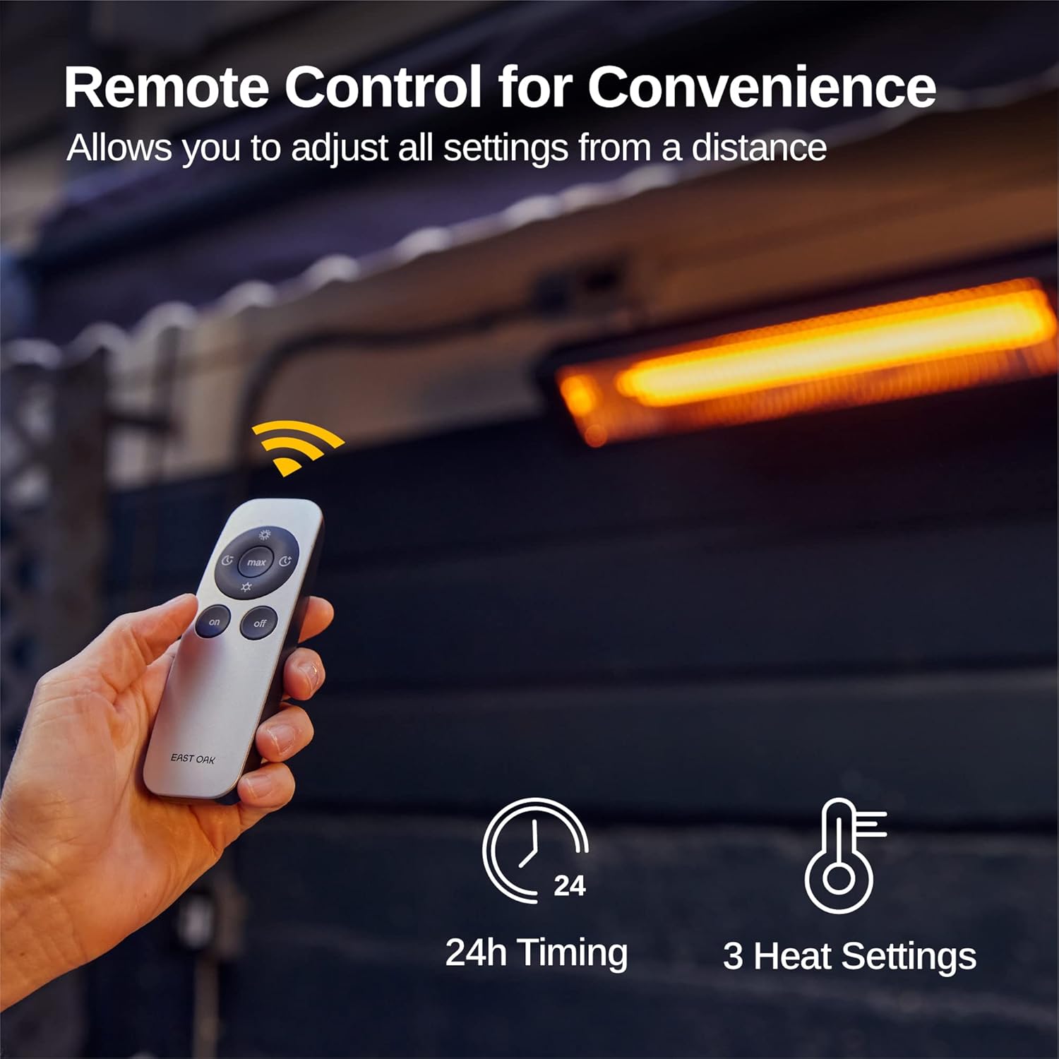 EAST OAK Patio Heater for Commercial Use, 3000W Wall Mounted Electric Infrared Heater, Outdoor Heaters for Patio, Outdoor Heater with IP65 Waterproof & Dustproof Remote Control Black 240V