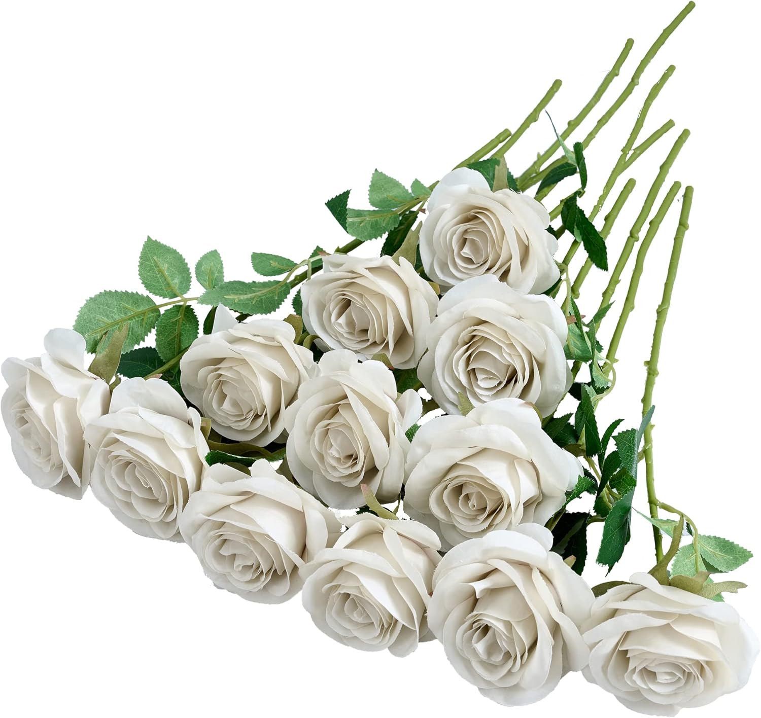 12pcs Rose Artificial Flowers Fake Roses Nude Silk Roses Silk Flowers Rose with Long Stems for Wedding Home Party Centerpieces Decorations