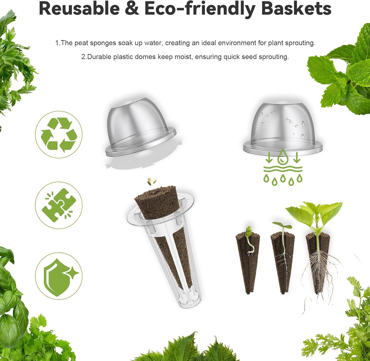 12-Pod Gourmet Herb Basil Seed Pod Kit for AeroGarden, Ahopegarden Hydroponic Garden, Basil, Mint, Cilantro, Parsley, Shiso, Chicory, Liquorice, 400+ Seeds