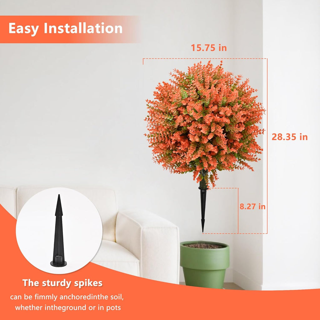 28" Artificial Boxwood Topiary Tree, UV Resistant Fall-Themed Faux Topiary for Outdoors & Indoors, Realistic Topiary Bush for Porch,Front Door, Patio,Thanksgiving & Seasonal Home Decor