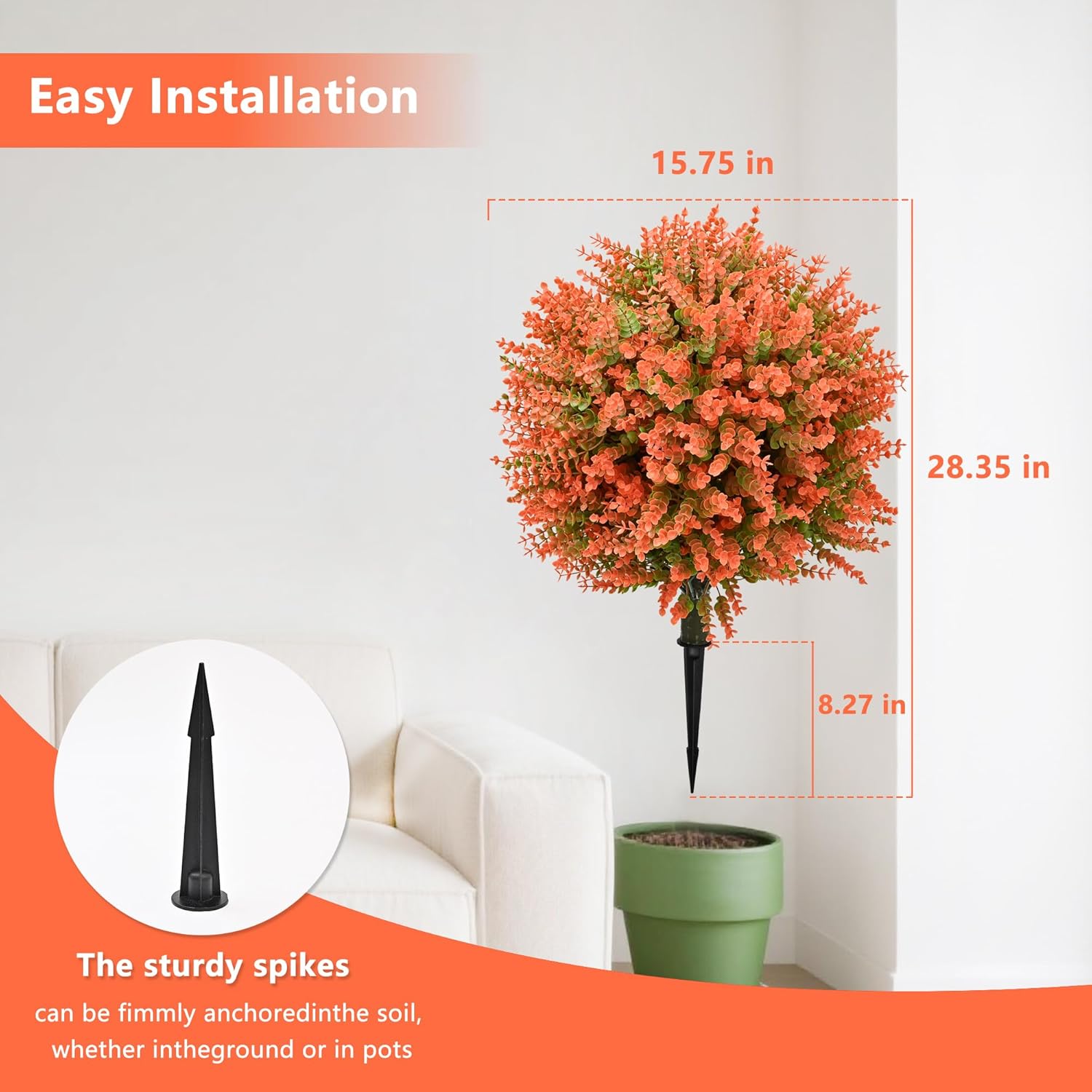 28" Artificial Boxwood Topiary Tree, UV Resistant Fall-Themed Faux Topiary for Outdoors & Indoors, Realistic Topiary Bush for Porch,Front Door, Patio,Thanksgiving & Seasonal Home Decor