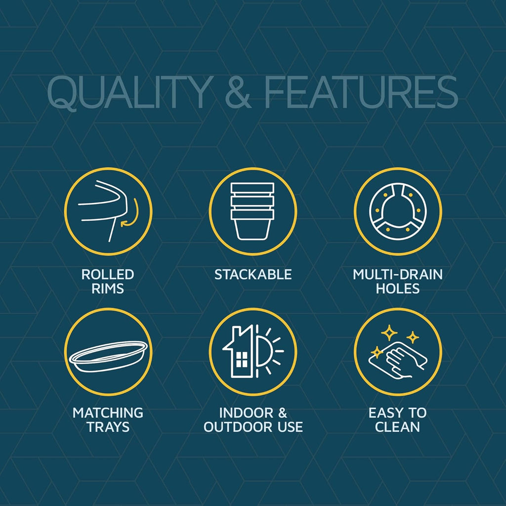 10-Inch Whiskey Barrel Planters Outdoor Pack of 10 - Durable Plastic Plant Pots for Indoor & Outdoor Use with Drainage & Saucer, Lightweight Rustic Barrel Planters for Flowers, Herbs & Small Plants