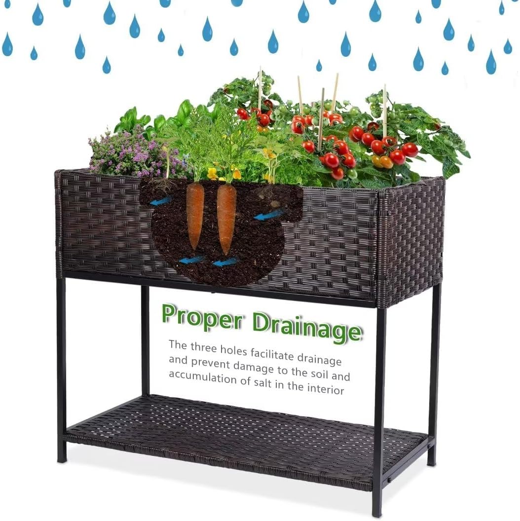 WONDER GARDEN Raised Garden Bed-Planter Box - Elevated Raised Garden Beds Outdoor with Legs & Storage Shelf for Vegetables Flower Herb Backyard Patio