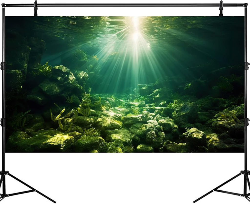 Underwater Sunray Aquarium Background Deep Ocean Rock Cave Fish Tank Background Under The Sea Coral Reef Aquarium Backgrounds Ocean Floor Tropical Fish Terrarium Backgrounds 72x24in