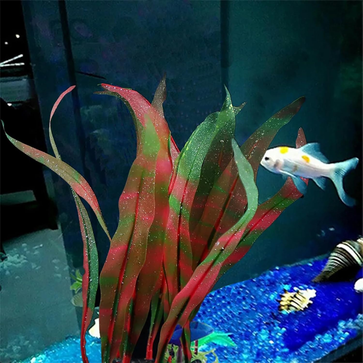 2Pcs Soft Silicone Aquarium Plants Glowing Kelp Fish Tank Plants Decor Artificial Aquarium Plant Decoration Simulation Artificial Water Grass for Fish Tank,Red,7inch