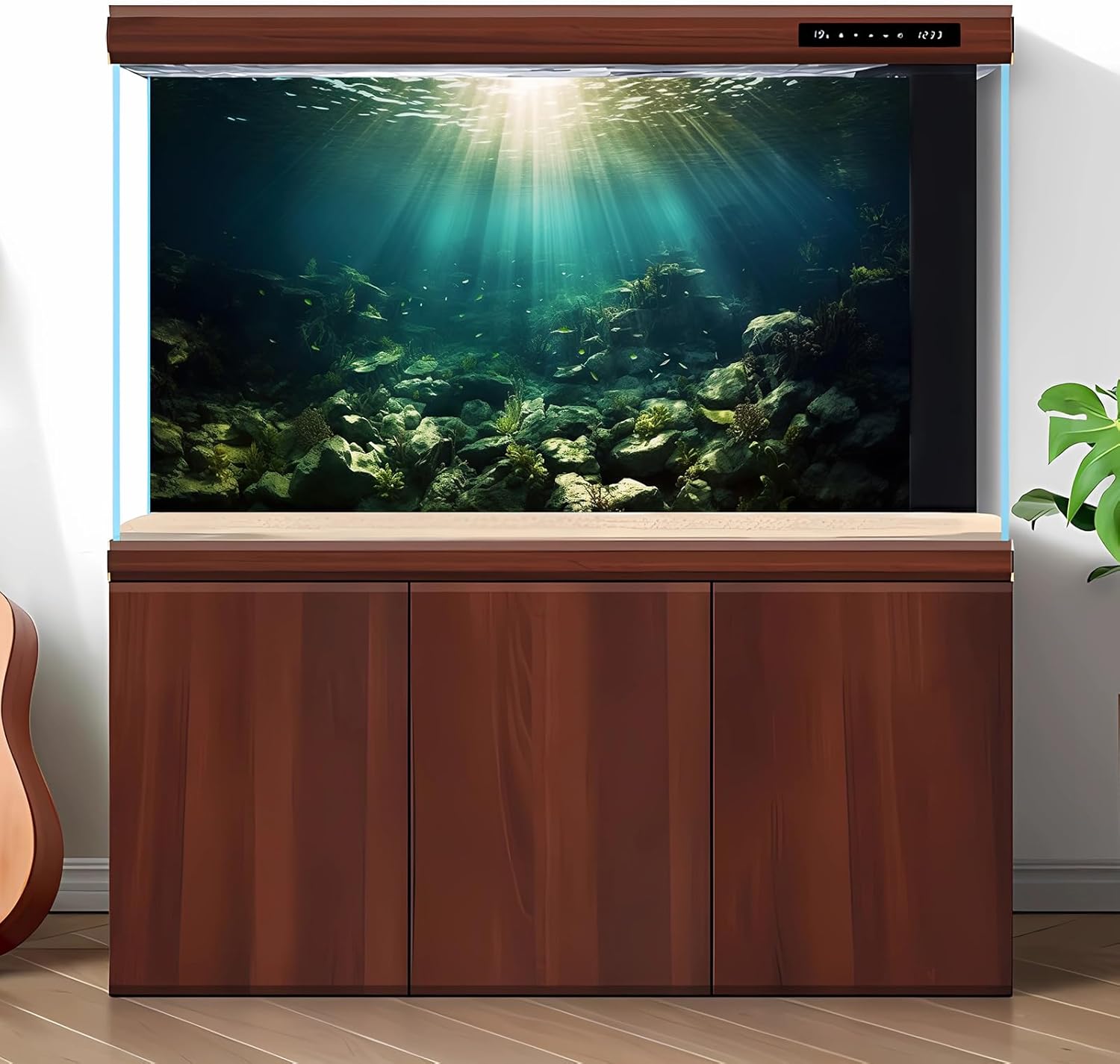 Deep Ocean Aquarium Background Under The Sea Fish Tank Background Underwater World Terrarium Backgrounds Ocean Floor Rock Aquatic Plants Aquarium Backdrop for Fish Tank Backgrounds Decors 30x18in