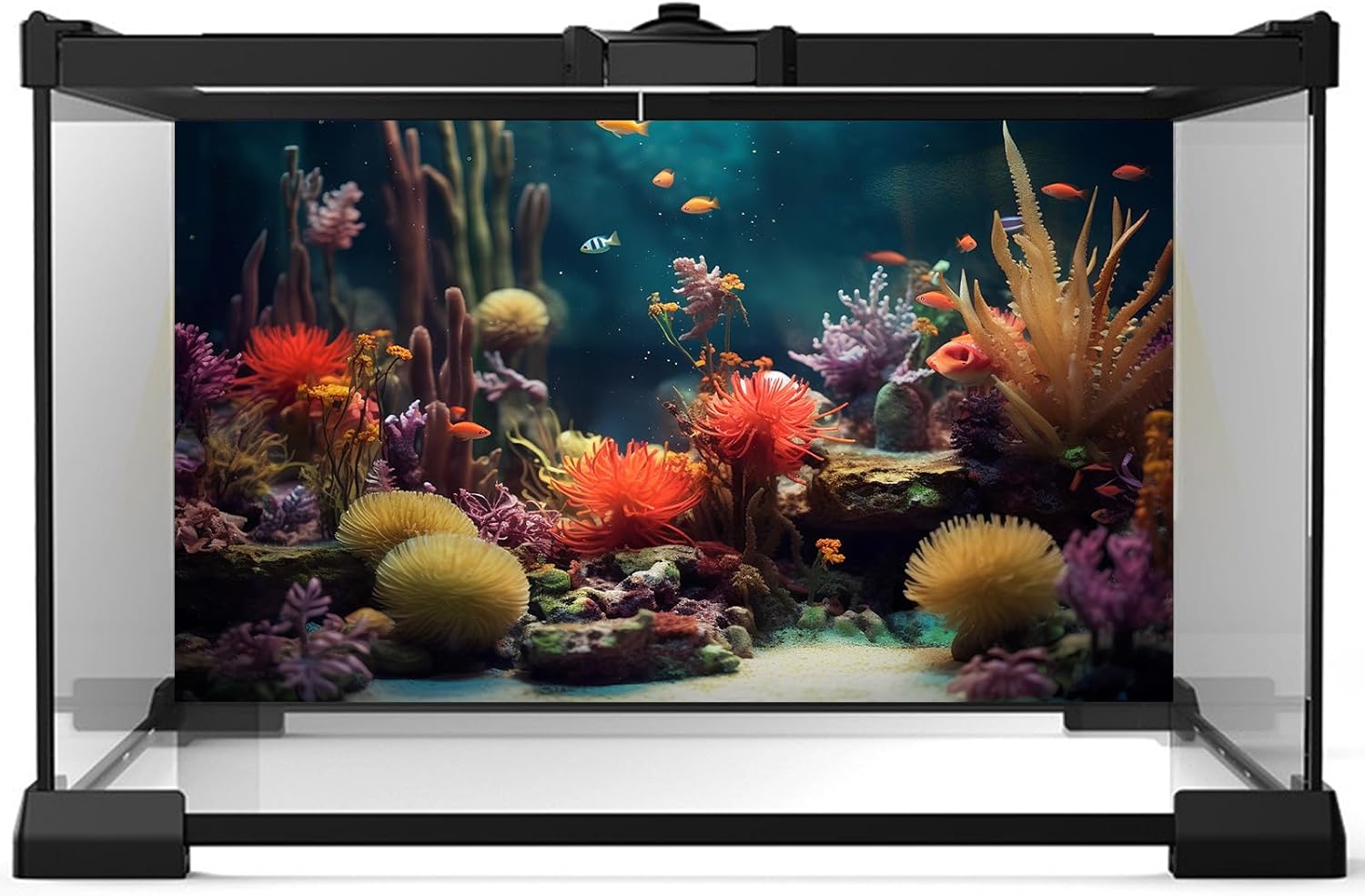 Aquarium Background Beautiful Colorful Coral Reef Aquatic Plants Terrarium Background Rock Tropical Fish Jungle Style Fish Tank Background Colorful Under Water View Aquarium Backdrop Vinyl 72x16in