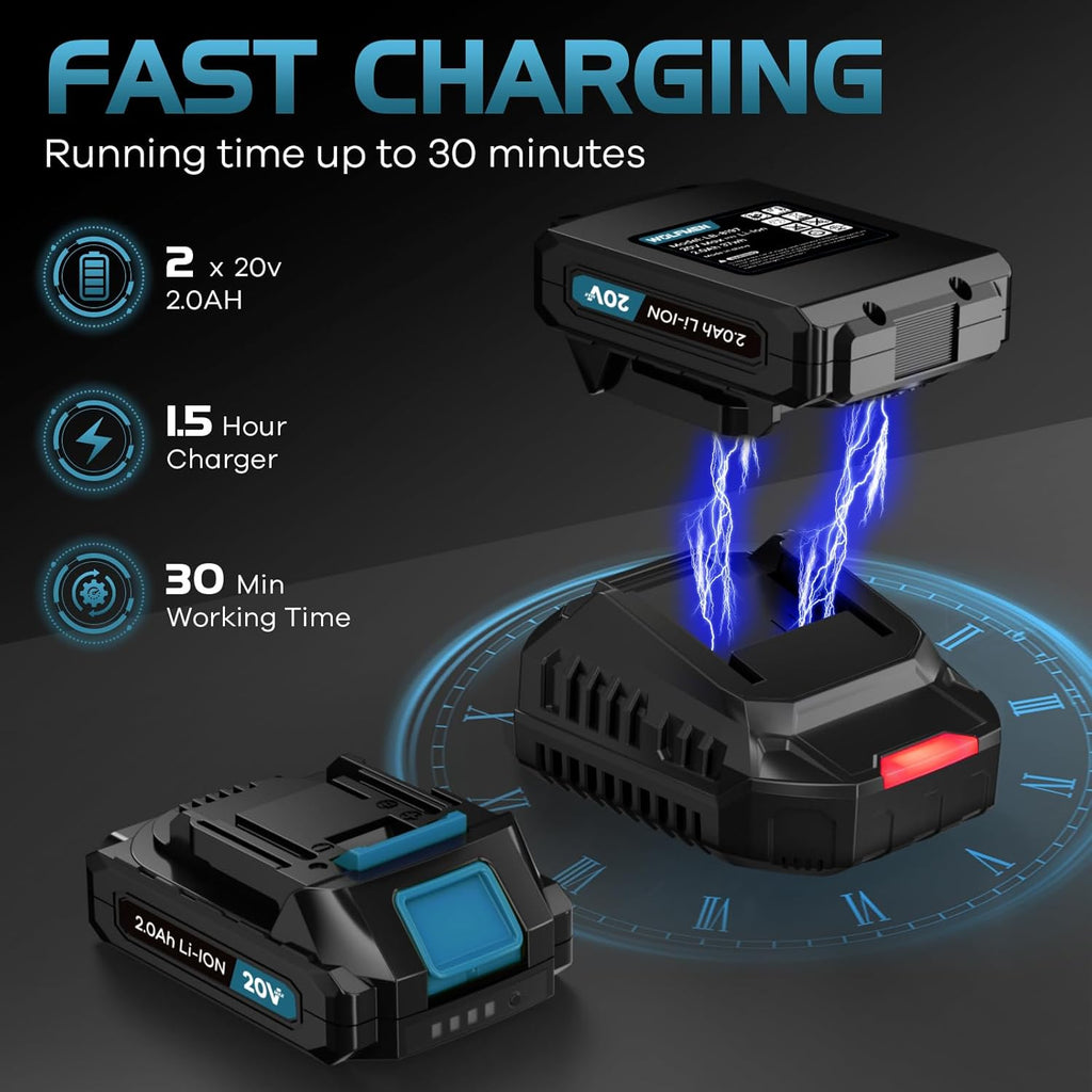 Leaf Blower, Electric Cordless Leaf Blower with 2 Batteries and Charger, 2 Speed Mode, Lightweight Leaf Blowers for Blowing Leaves, Lawn Care, Patio Cleaning and Dust