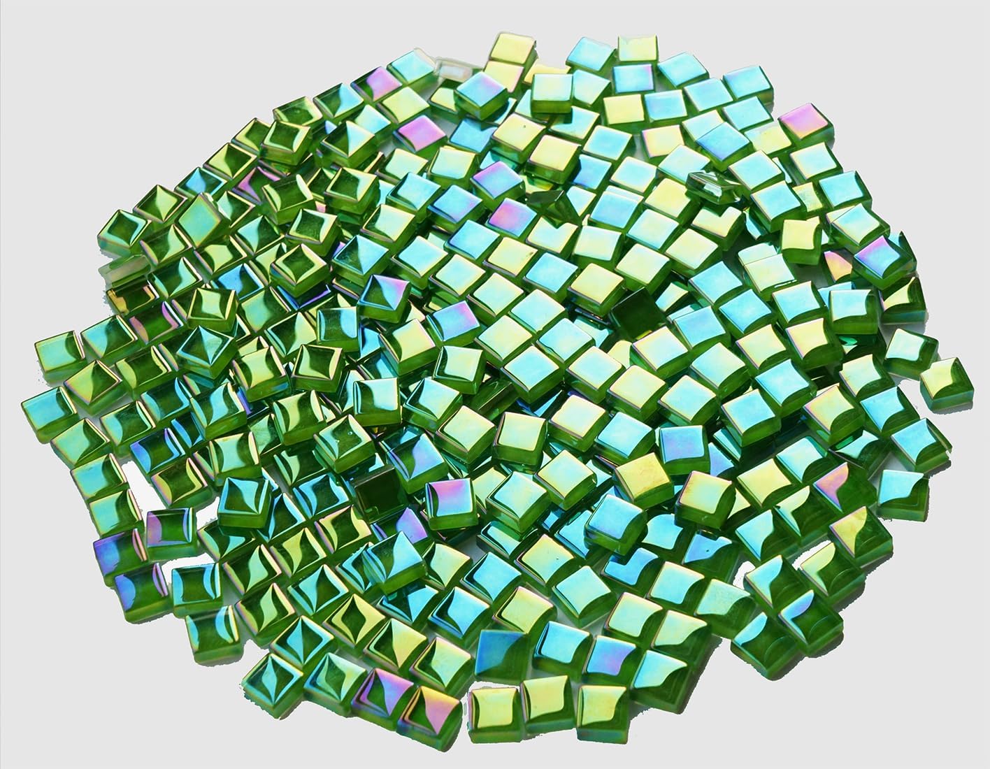 335PCS Lush Green Iridescent Mosaic Tiles, 300G Small Glass Perfect for DIY Crafts and Home Decoration, Ideal for Creative Art Projects, Great for Artists and Mosaic Lovers