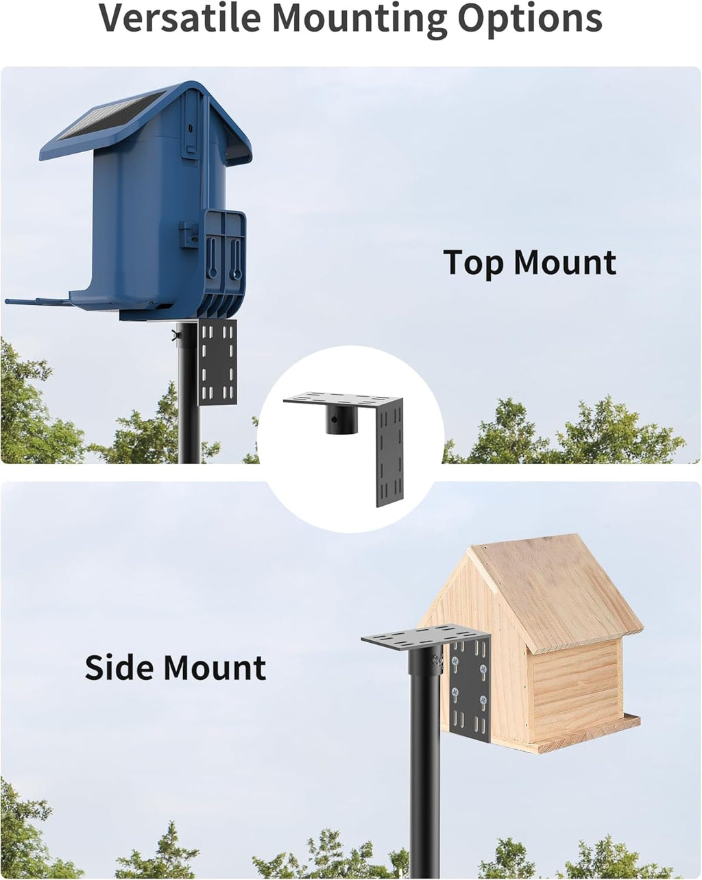 Bird Feeder Pole with Squirrel Baffle - 104 Inch Bird House Pole for Outdoors Heavy Duty, Squirrel Proof Baffle with Stainless Steel Spring for Better Defense, Slip-Fit Connection