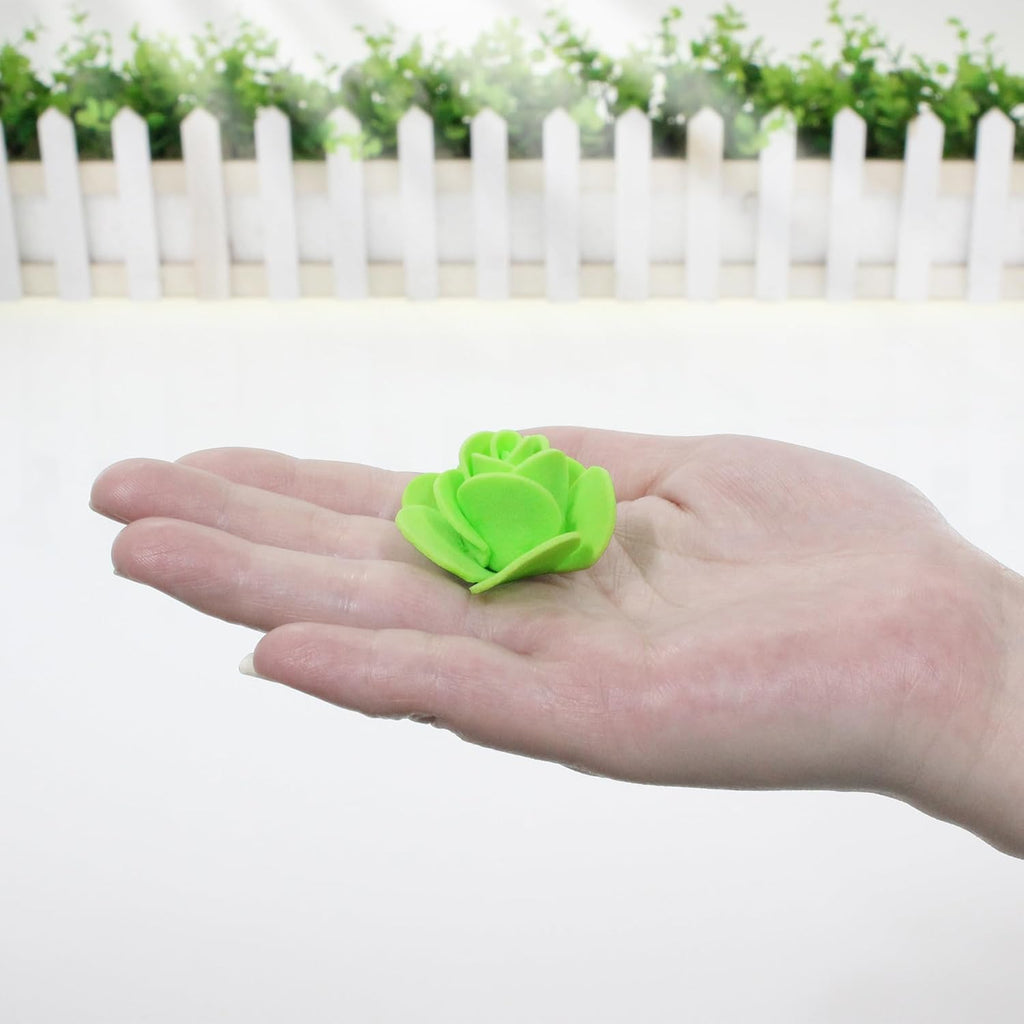 500 Pcs 1.4 Inch Mini Artificial Flowers Head Bulk 5 in 1 Set Faux Foam Fake Small Rose Tiny Baby Flores Bouquet Cake Gift Home Decoration DIY Craft (Green)