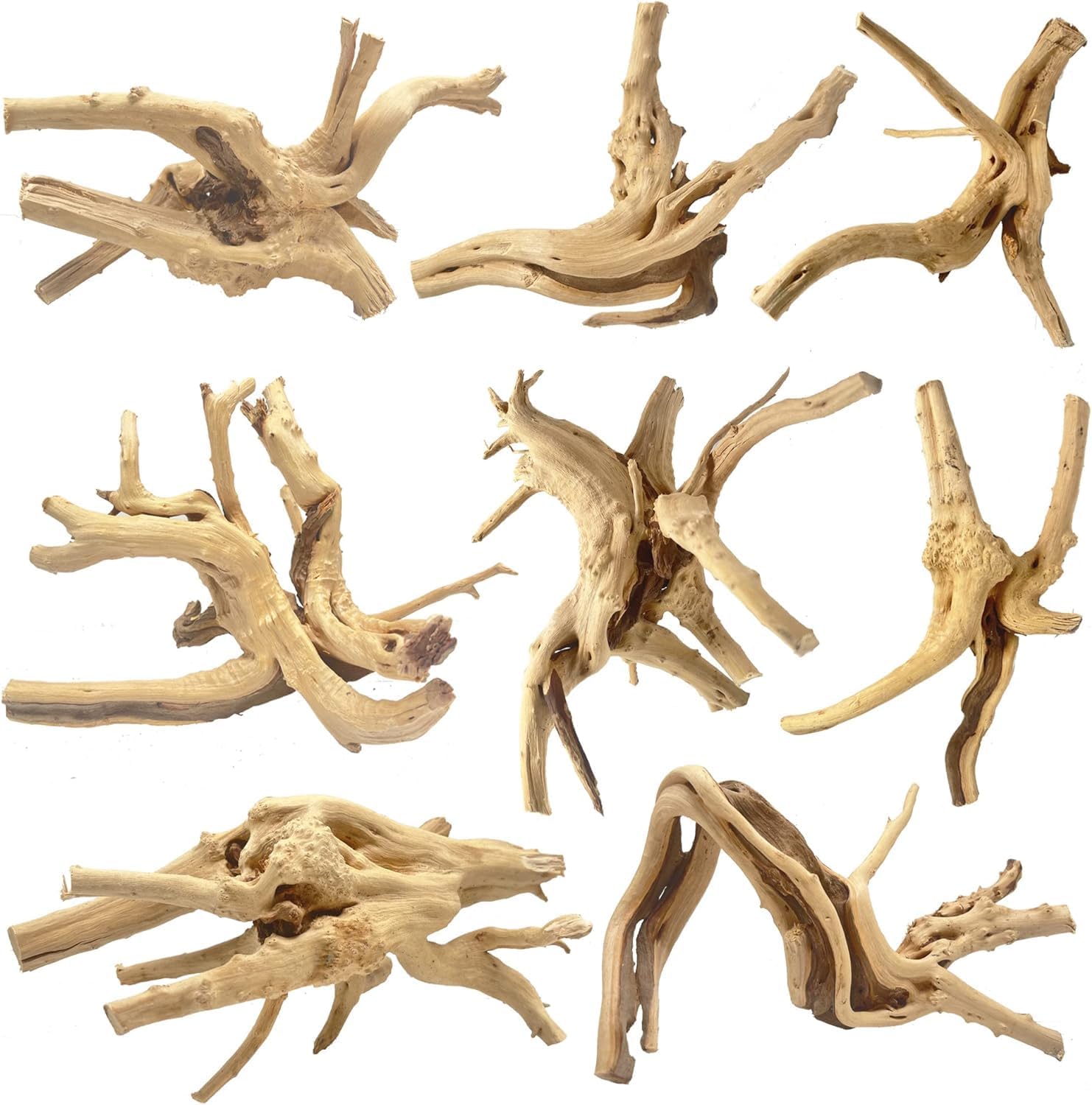 Natural Small Spiderwood Driftwood for Aquarium Decor Rptile Fish Tank Decoration Assort Branch 4-7'' 8 Pcs