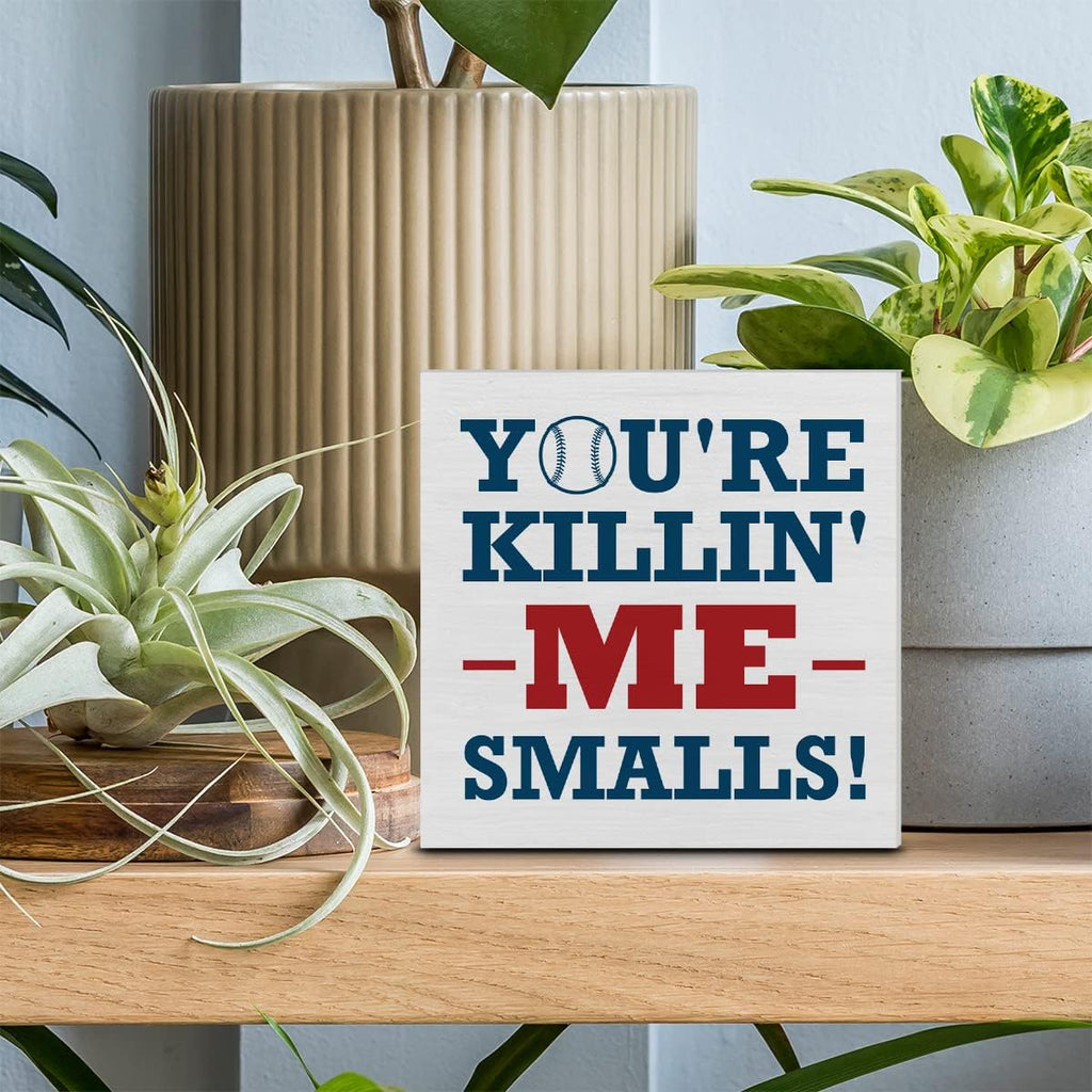 Baseball Softball Decorative Wooden Box Sign You're Killin' Me Smalls Wood Block Plaque Decor Home Table Shelf or Wall Display