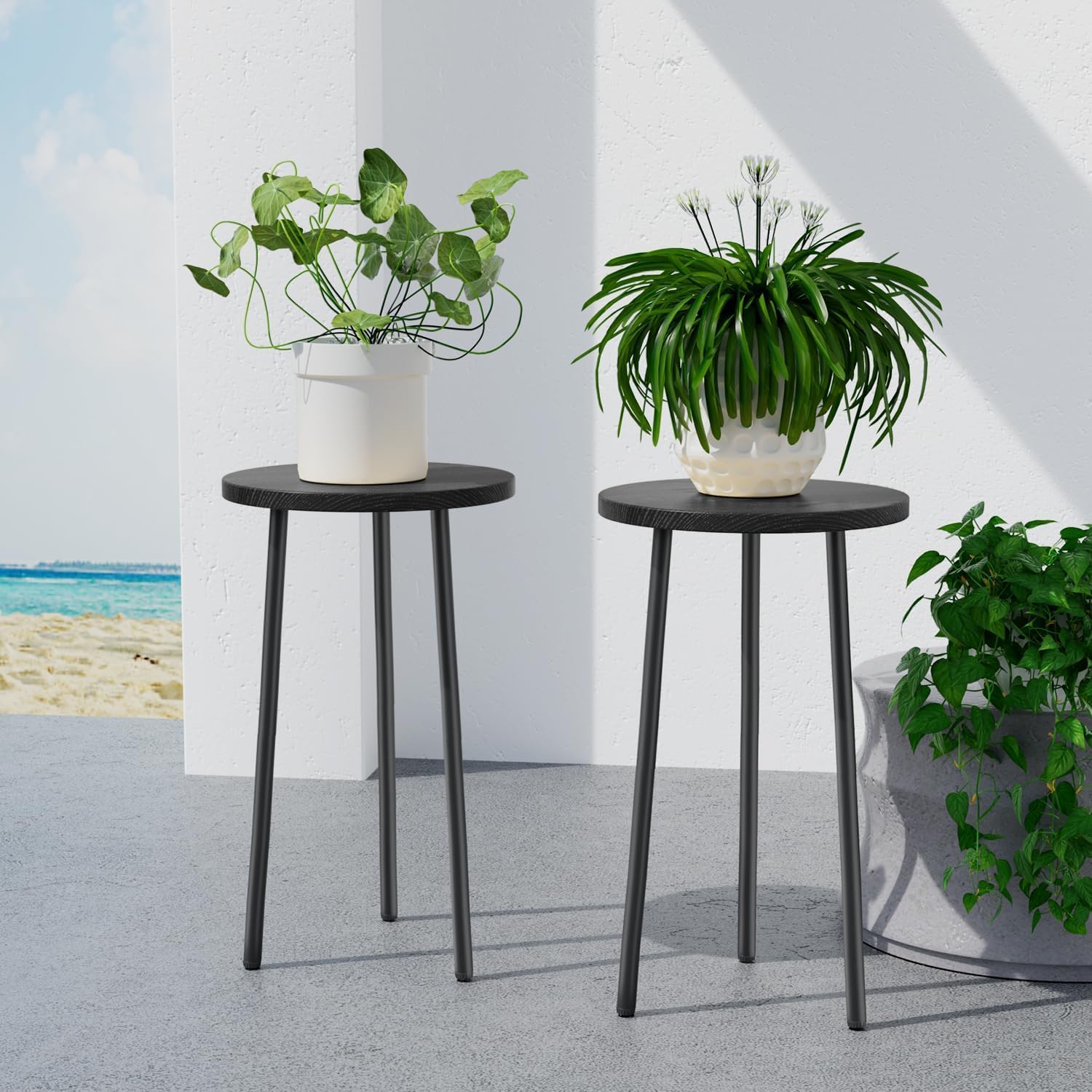 Plant Stand Indoor Outdoor: 2 Pack Indoor Plant Stand 20'' Convertible Multi-purpose Holder - Mid Century Modern Decor - Tall Plant Table for Living Room/Balcony/Garden/Patio