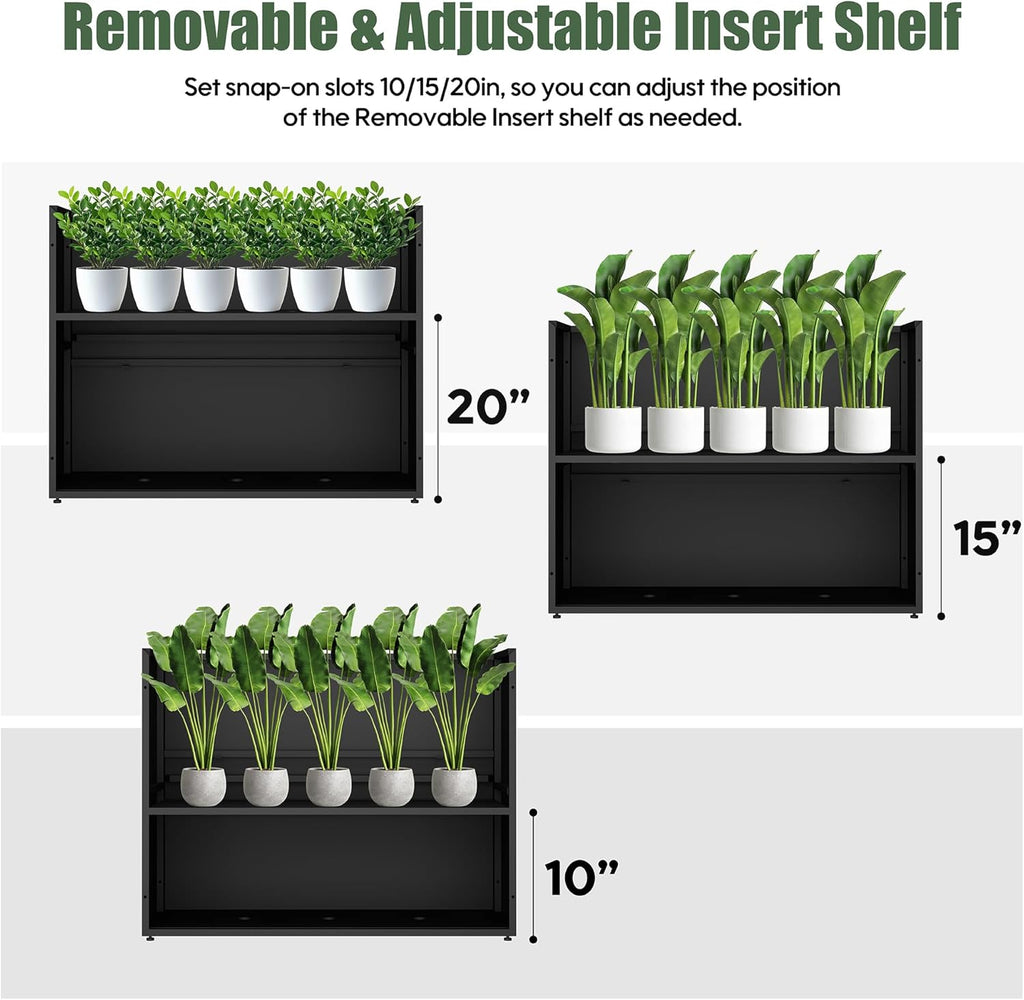 Tall Metal Planter for Outdoor Plants,38"Lx13"Wx30"H All-Weather Durable Plant Box,Large Rectangular Planter with Drainage Holes & Removable Shelf,Modern Decor for Tall Small Plants, Trees, Flowers