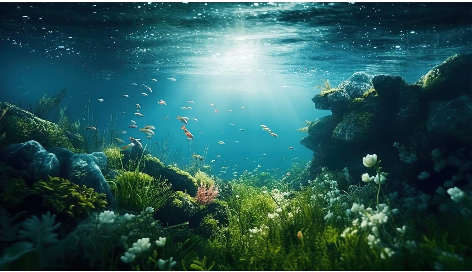 Underwater Aquarium Background Under The Sea Fish Tank Background Ocean Floor Green Aquatic Plants Aquarium Backgrounds Deep Sea Sunray Tropical Fish Aquarium Tank Backgrounds 24x16in