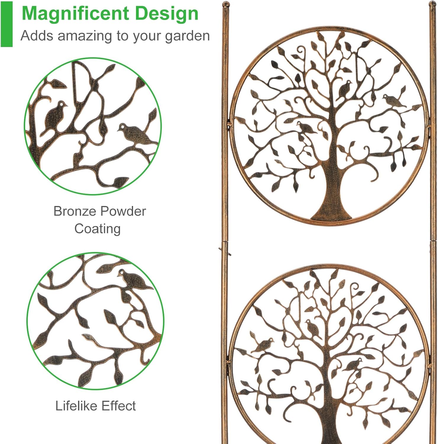 Set of 2 Tree in Life Metal Garden Trellis for Climbing Plants, Decorative Vegetables Flowers Vine Trellis for Outdoor Patio 55'' H x 12.4'' W