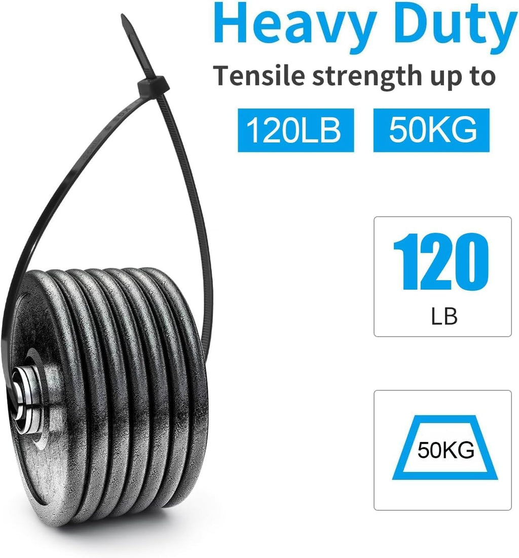 XINGO 8 Inch Blue Zip Ties Heavy Duty 100 Pack, 120 LBS Tensile Strength, Premium Nylon Cable Wire Ties, Self-locking Plastic Ties for Indoor and Outdoor Use