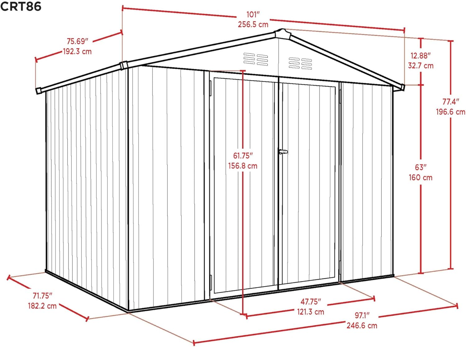 Metal Outdoor Galvanized Steel Storage Shed with Lockable Doors for Backyard or Patio Storage of Bikes, Grills, Supplies, Tools, Toys, for Lawn, Garden, and Camping, Tan (8x6)