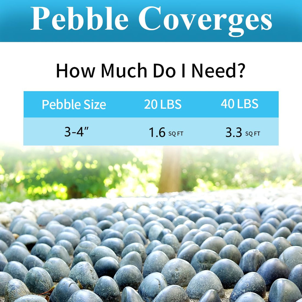 20lbs Large River Rocks for Landscaping, 3-4" Black Pebbles for Garden Design, Hand-Picked Smooth Stones for Fish Tank, Flower Pots, Indoor Water Fountains, Pathways, Backyard