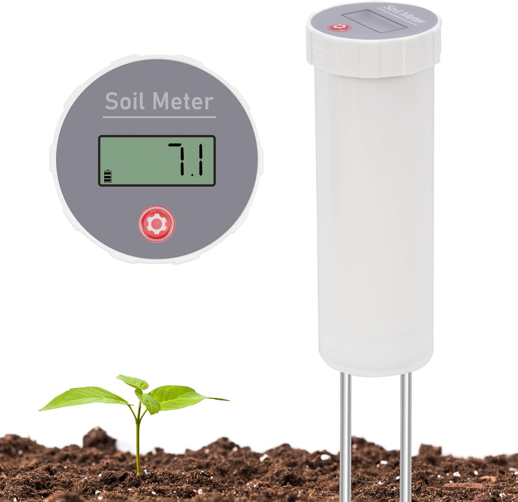 Digital Soil pH Meter, Industrial Grade Soil pH Tester with Calibration-Free LCD Display, High Accuracy Soil pH Pen, Soil pH Monitor for Garden, Lawn, Plant (White)