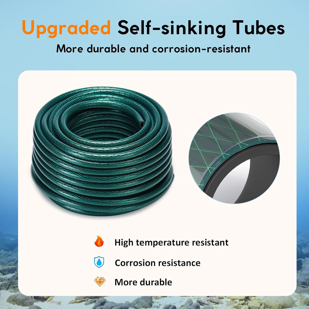 Pond Aerator Kit 3/4 HP Heavy Duty Compressor 5.76CFM Supports Large Lakes up to 3 Acres Outdoor Pond Oxygen Pump 100ft Upgraded Sinking Tubing + 2 Bubble Diffusers