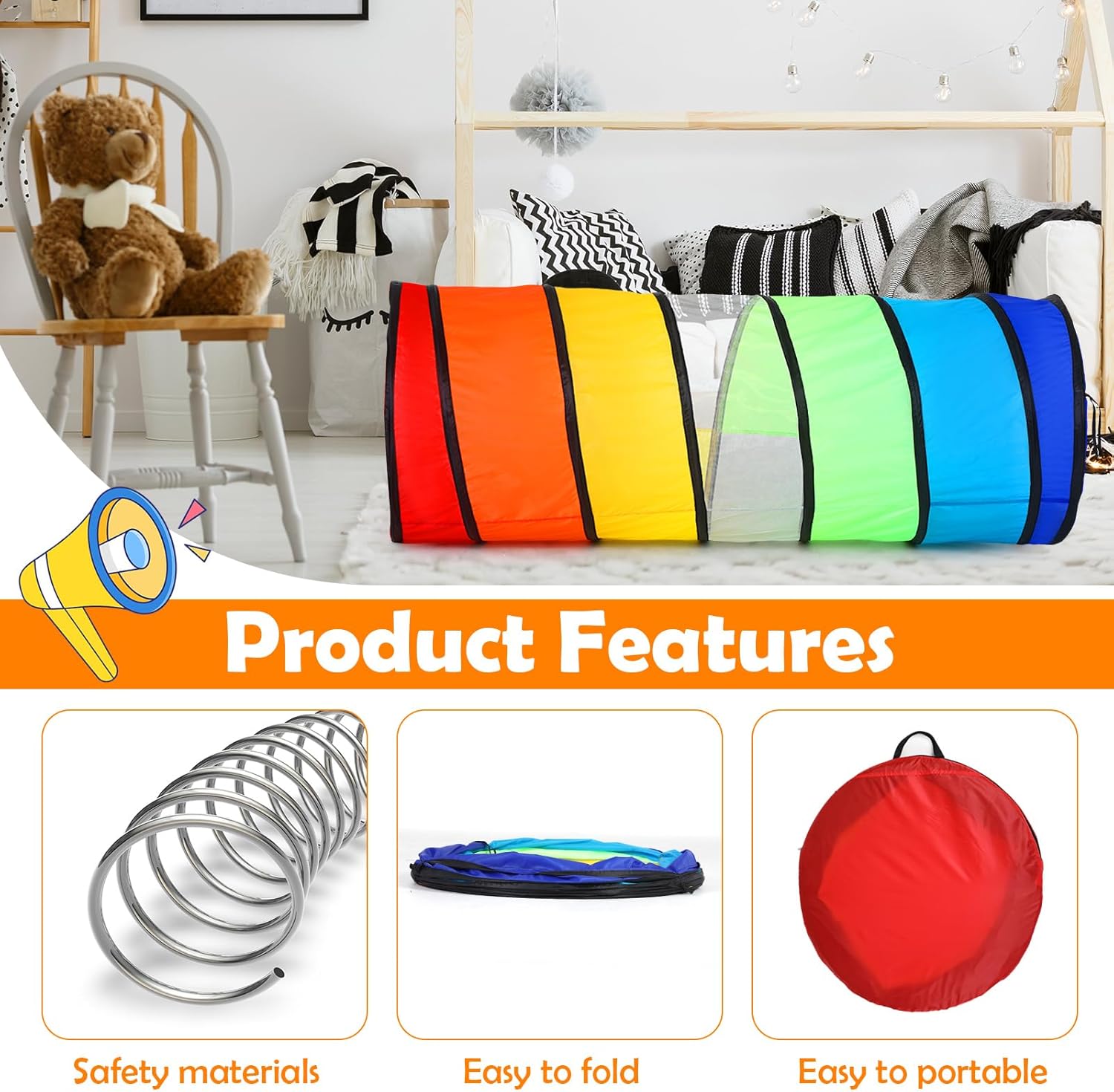 1 Pcs Giant 27.6 Inch Play Tunnel for Kids and Large Dogs Colorful Crawl Tunnel Toy for Toddlers with Breathable Mesh Game Tent Toy Girl Boy Gift