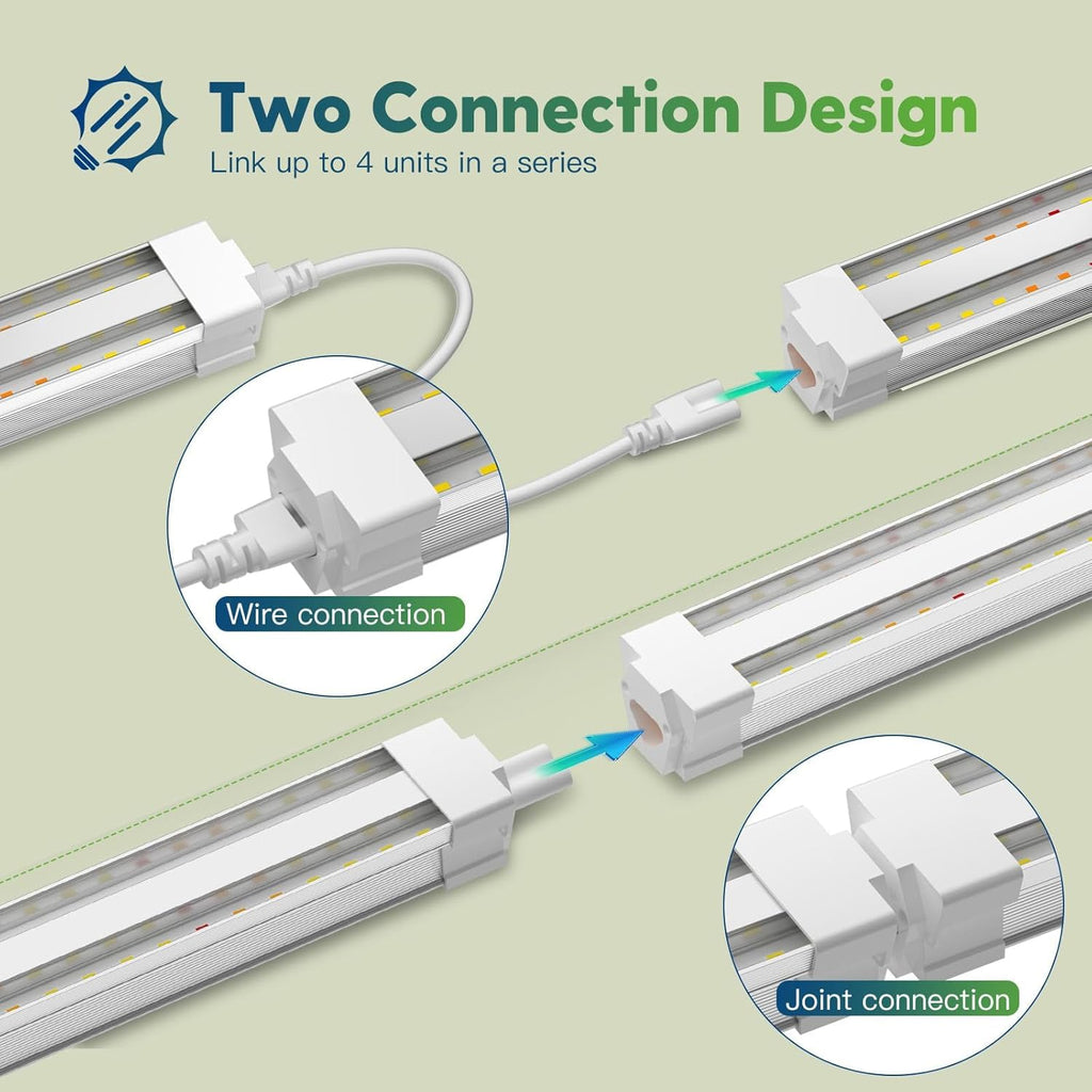 FREELICHT 4 Pack 4FT LED Grow Lights, 160W (4 x 40W,1080W Equivalent), Full Spectrum Sunlight Growing Lamp Fixture, Hanging Plant Light for Hydroponic Indoor Plants Seeding, Plug-in with On/Off Switch