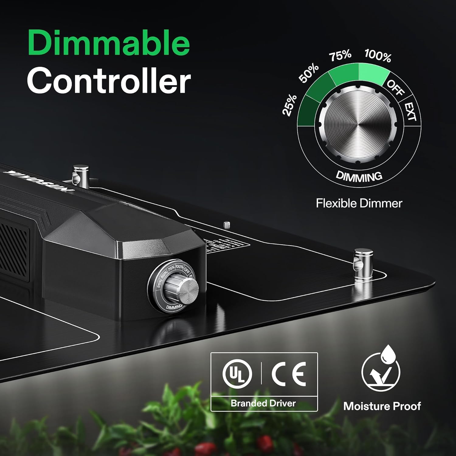 VIVOSUN VS1500 LED Grow Light with Full Spectrum Diodes & Daisy Chain Driver Dimmable Lights Sunlike for Indoor Plants Seedling Veg and Bloom Plant Grow Lamps for 3x3 Grow Tent