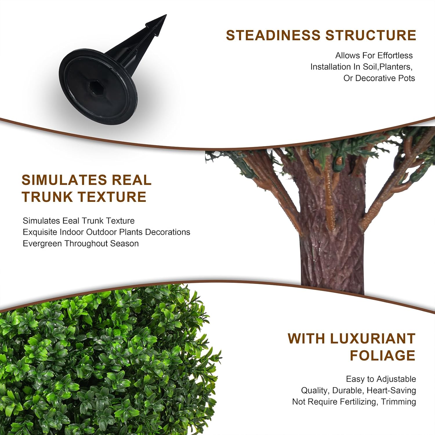 22" Artificial Boxwood Topiary Ball Trees with Ground Spike Set of 2 - UV Resistant Faux Green Shrubs & Bushes Potted Plants for Outdoor Indoor Front Porch Garden