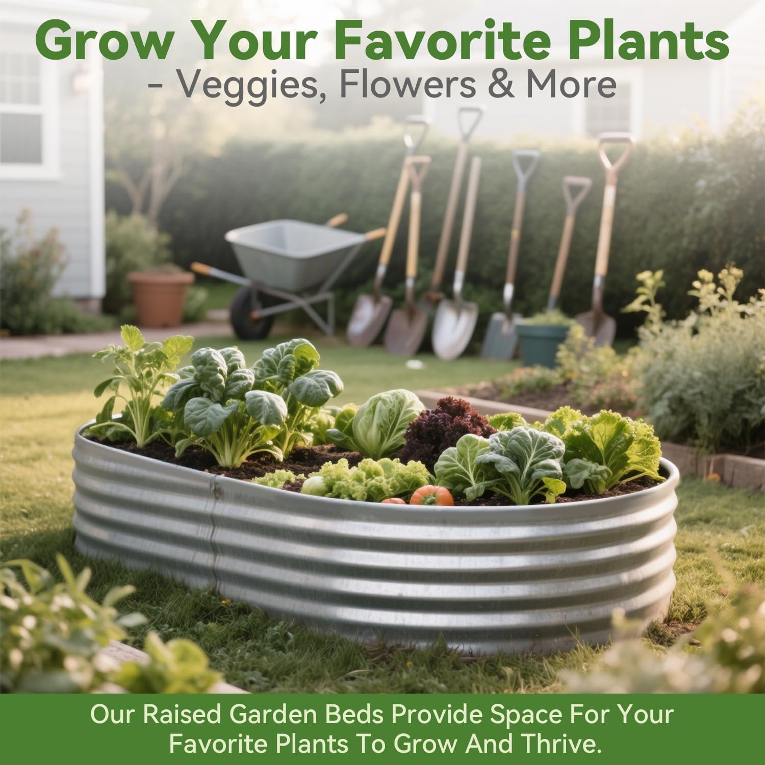 Galvanized Raised Garden Bed 4x2x1ft，Outdoor Large Metal Planter Box for Vegetables, Flowers, and Herbs – Heavy Duty Steel Raised Bed for Backyard Gardening – Rust-Resistant Flower Bed