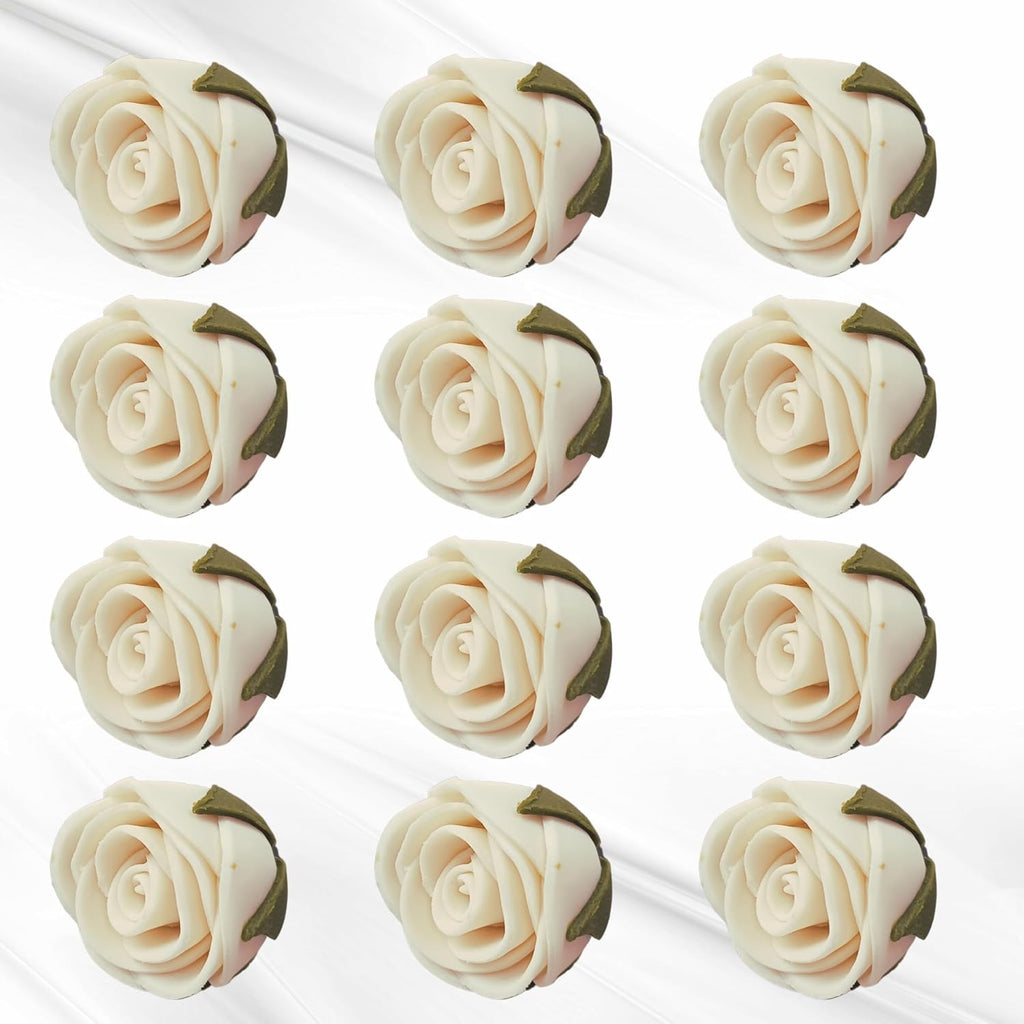 Confect Edible Flower | Edible Flower for cake & Cupcake decorations | Doughnut Edible Toppers | White venetian Flower - Vegan, Gluten-Free, Soy-Free, Dairy-Free, Palm Oil-Free -Pack of 12