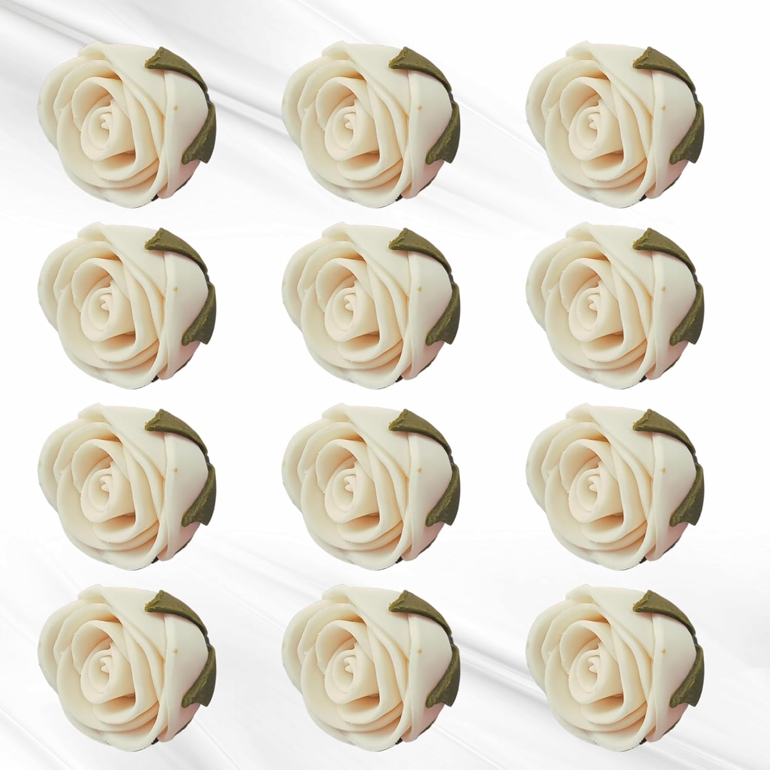 Confect Edible Flower | Edible Flower for cake & Cupcake decorations | Doughnut Edible Toppers | White venetian Flower - Vegan, Gluten-Free, Soy-Free, Dairy-Free, Palm Oil-Free -Pack of 12