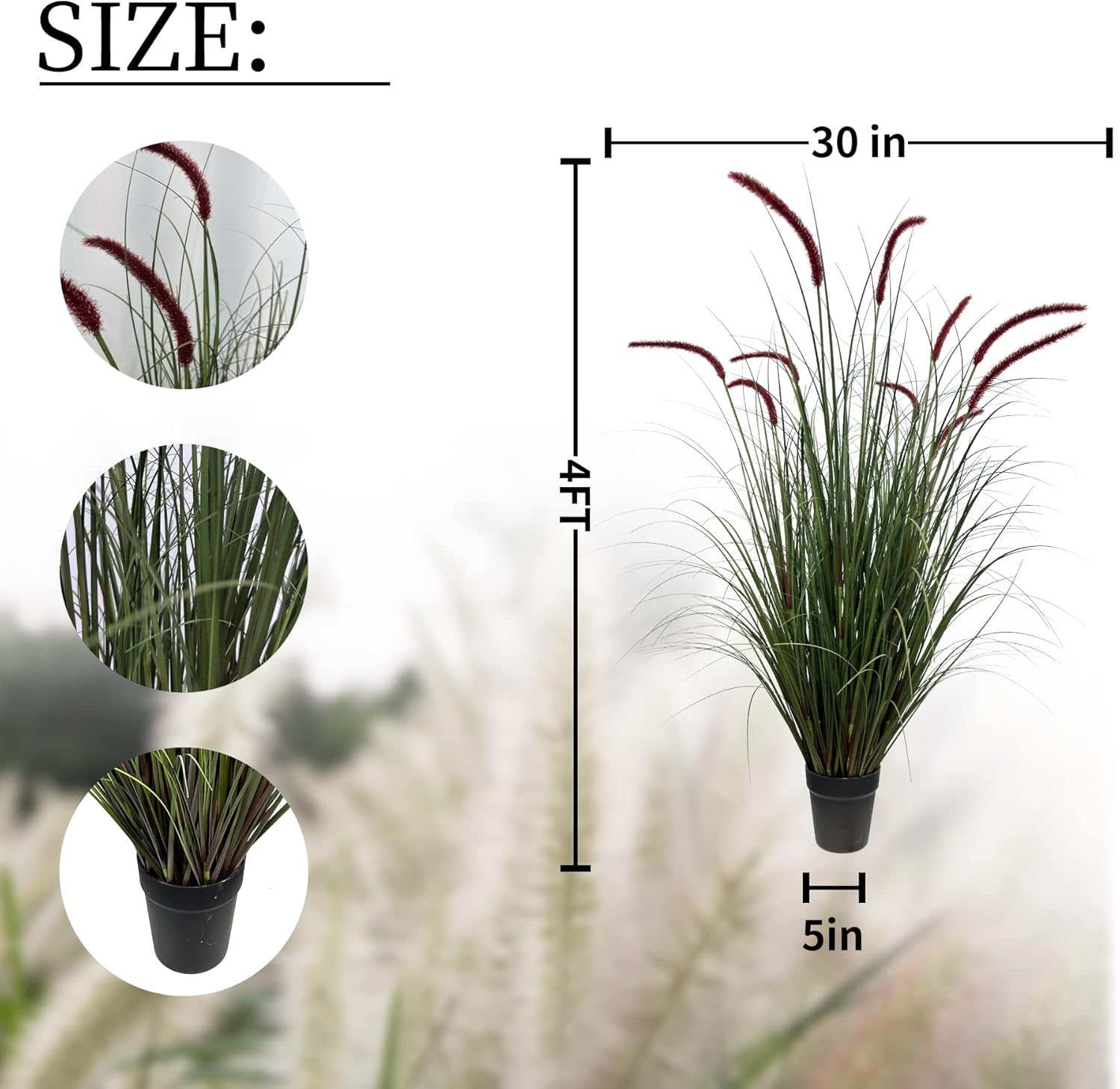 Artificial Plant 47in(1pack) Tall Artificial Grass Plant,Faux Plants Indoor Home Decorative Artificial Plants & Flowers in Pot Fake Plant, House Plant Indoor