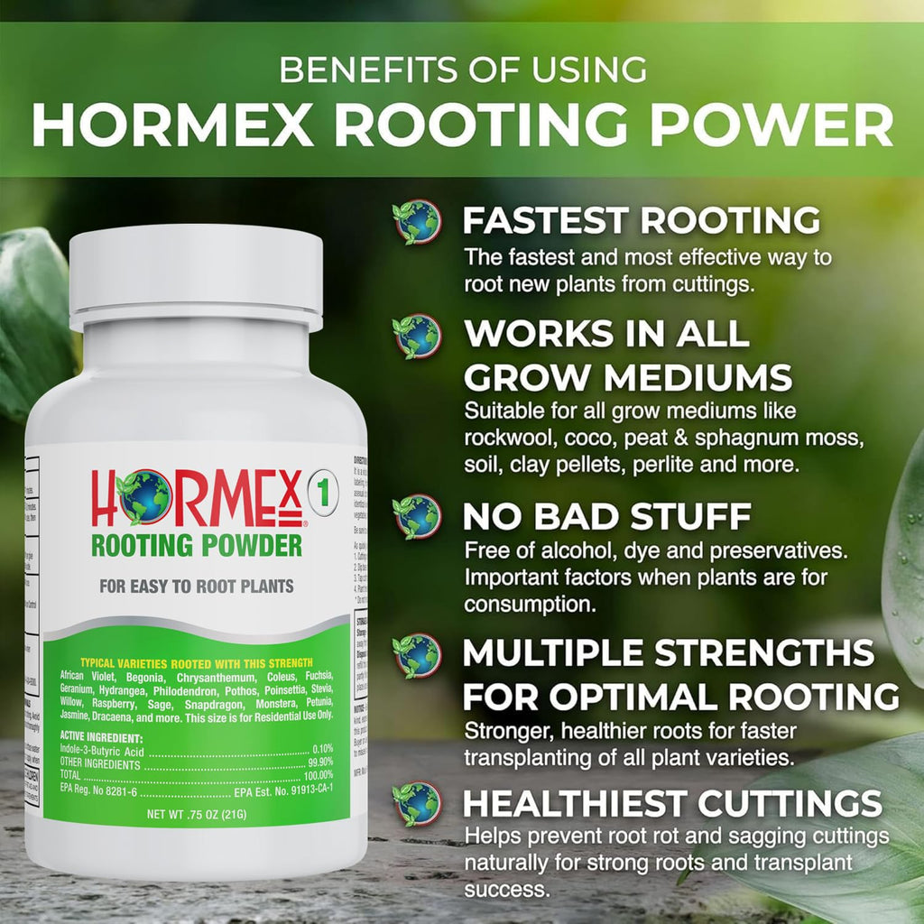 Hormex Rooting Powder #1 & Rooting Cubes Combo - Rooting Hormone for Softwood Cuttings & Organic Peat Moss Coco Plugs - Fast, Healthy Root Growth for Propagation, Hydroponics, & Seed Starting