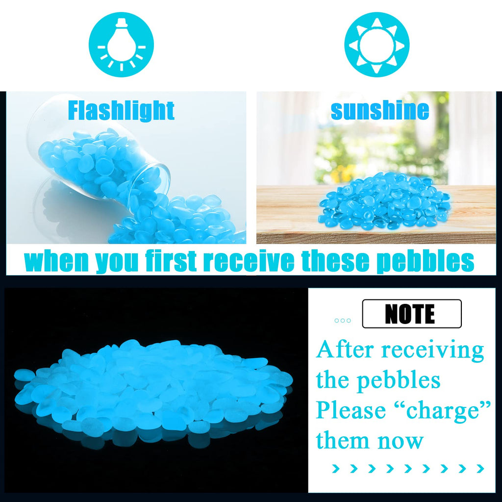 900pcs Glow in The Dark Rocks Outdoor Decorations Stones Small Luminous Pebbles Indoor/Outdoor Decor for Garden Fish Tank Aquarium Planter Walkway - White