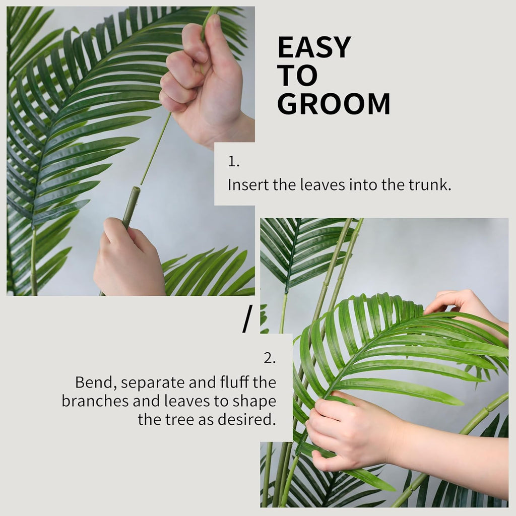 Worth Garden 82in 2-Pack Artificial Areca Palm Tree in Pot, 7ft Fake Cane Palm Silk Plant Indoor Outdoor, Dypsis Lutescens, Lifelike Faux Silk Plants Home Decor