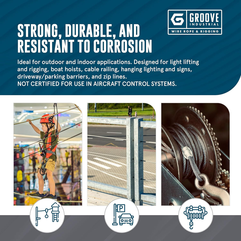 1/8’’ 7x19 Hot Dip Galvanized Aircraft Cable – Steel Wire Rope - 3000 Feet