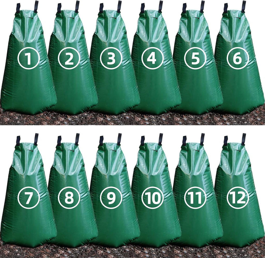 12 Pack 20 Gallon Tree Watering Bags, Reusable, Heavy Duty, Slow Release Water Bags for Trees, Premium PVC Tree Drip Irrigation Bags