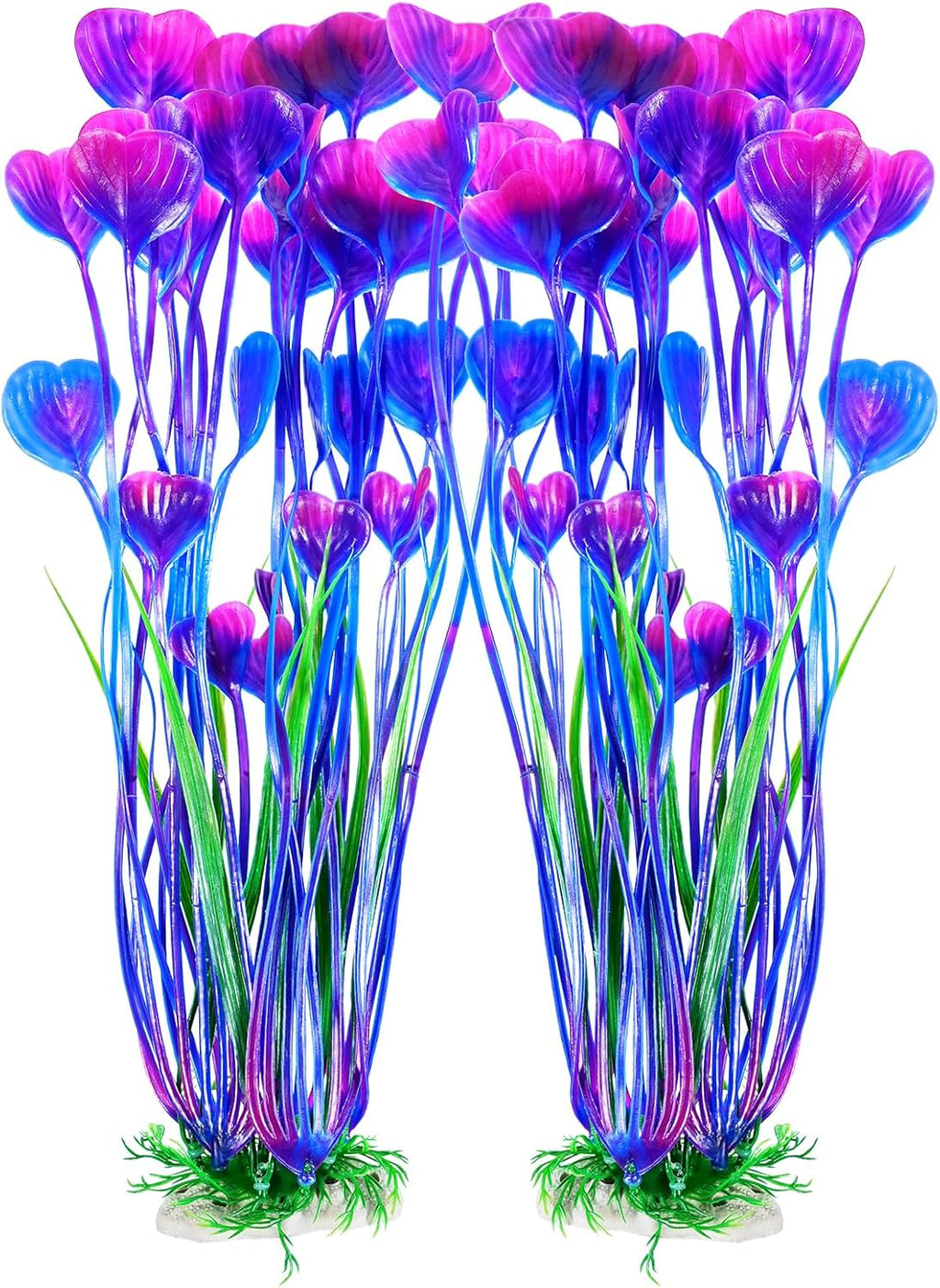 AQUANEAT Artificial Fish Tank Plants, Plastic Aquarium Accessories Large, 15.5 inch Purple Decorations, 2pcs