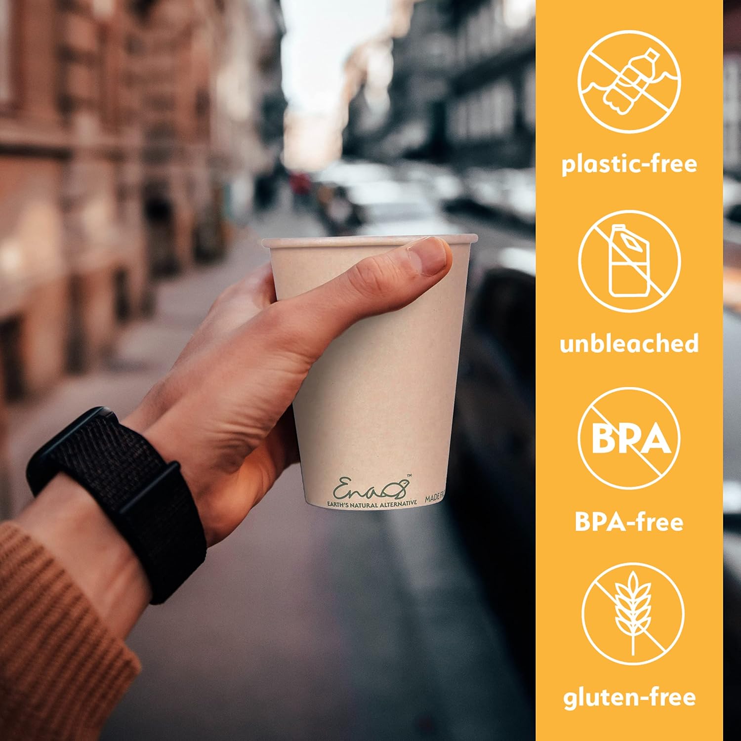 100% Compostable Disposable Coffee Cups [12oz 320 Pack] Paper Cups Made from Bamboo, Eco-Friendly, Biodegradable Premium Party Cups, Natural Unbleached by Earth's Natural Alternative