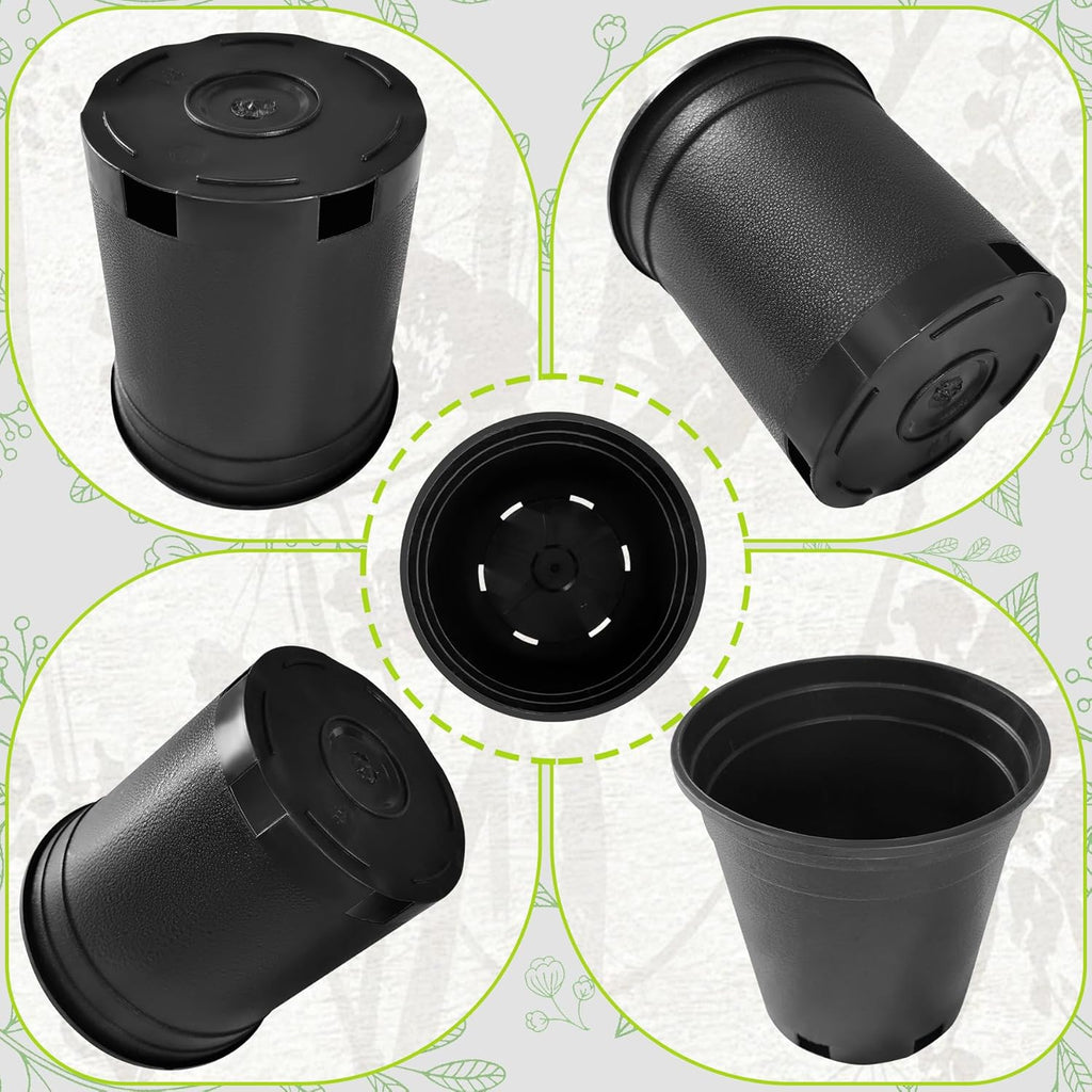 1 Gallon Nursery Pots Plastic Container Injection Molded Pot for Plants Flexible with Drainage Holes Suitable for Plants Soil Growers or Hydroponics Black 10 Pcs