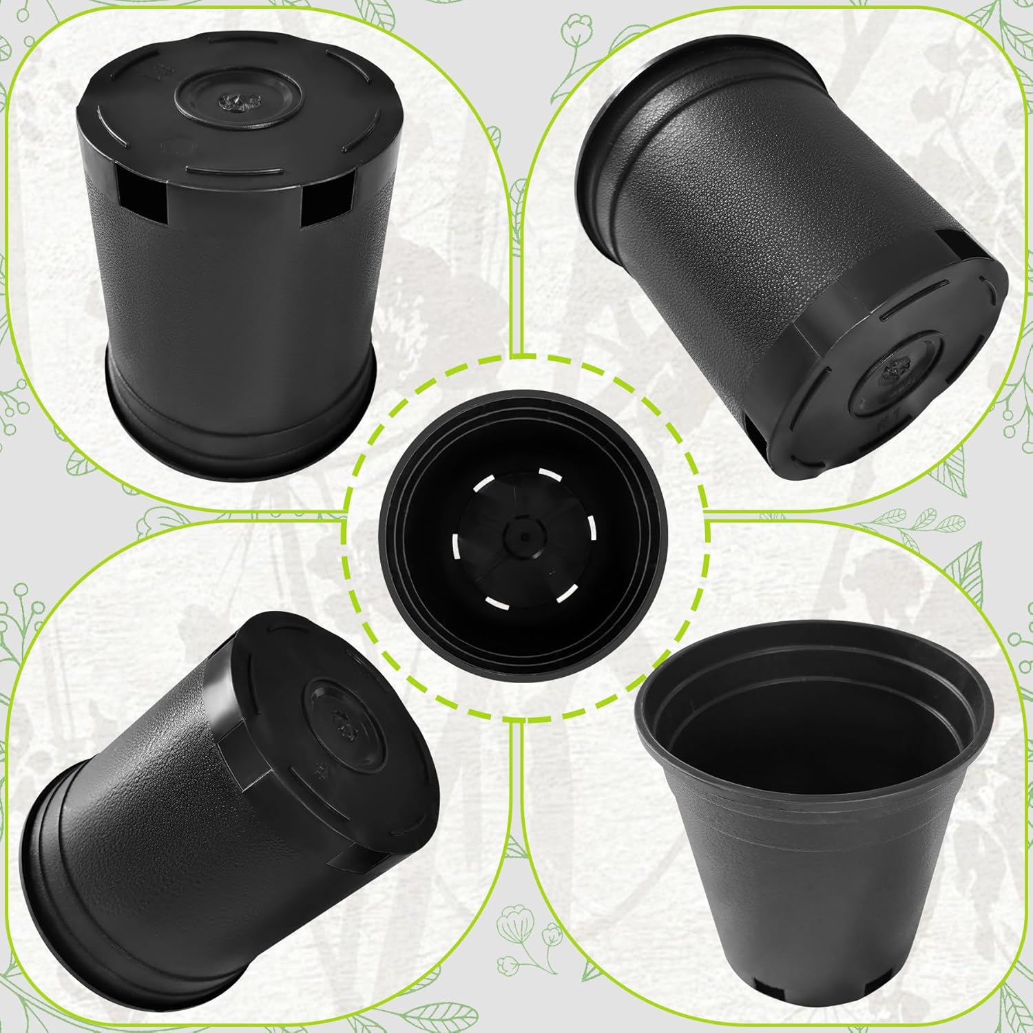 1 Gallon Nursery Pots Plastic Container Injection Molded Pot for Plants Flexible with Drainage Holes Suitable for Plants Soil Growers or Hydroponics Black 10 Pcs